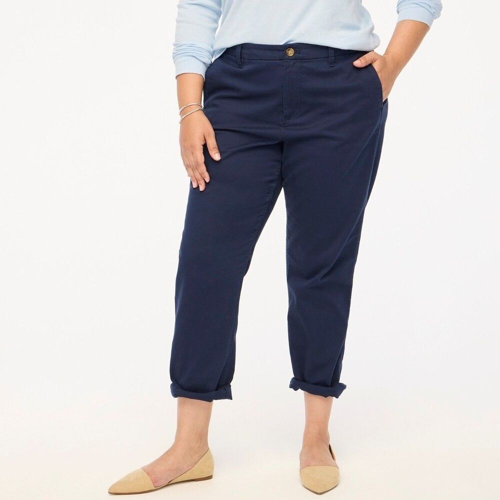 J.CREW Girlfriend Chino Pant Plus 24 Navy Blue High Rise Versatile NWD B6